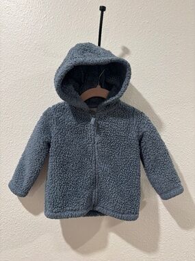 Hooded blue-gray Carter's sherpa fleece baby jacket featuring full front zipper